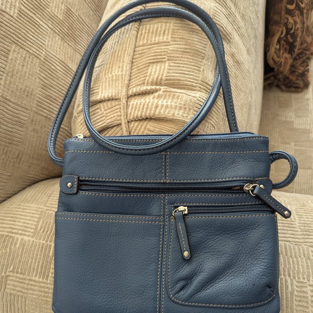 Tignanello textured Leather, Medium Blue, Crossbody Bag - Picture 2 of 5